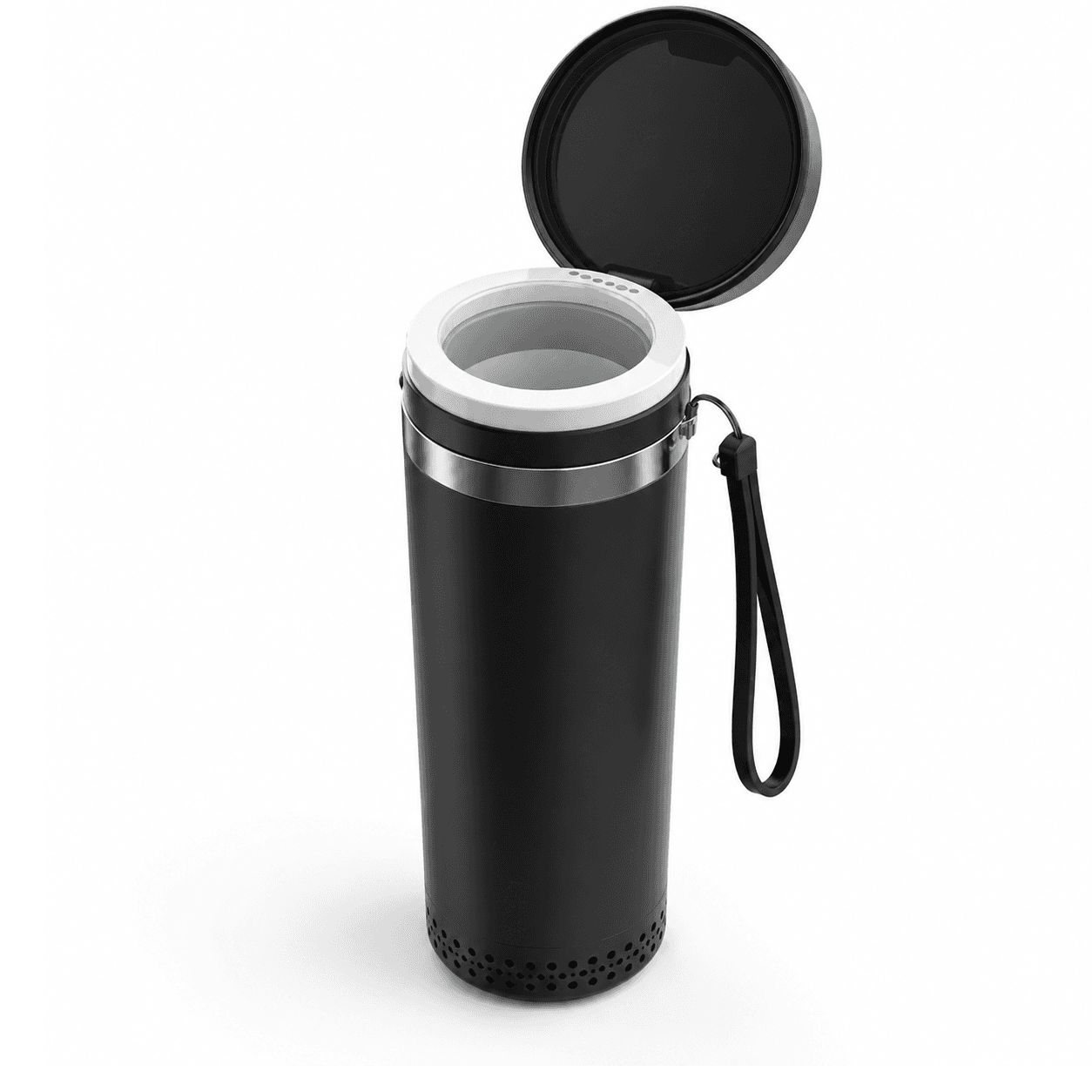 VialFlask Pro with the lid open showing the chamber