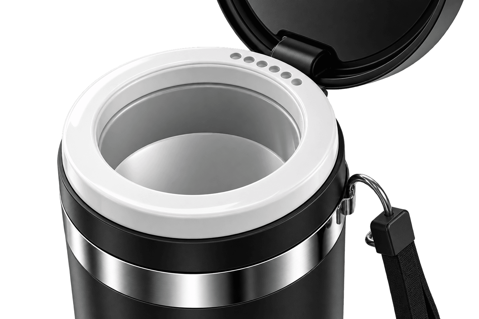 VialFlask Pro with the lid open, revealing its interior cooling chamber